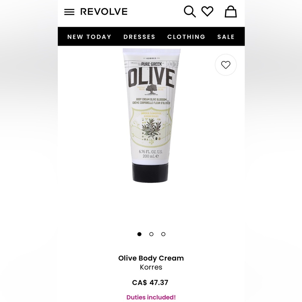 Brand New Korres Pure Greek Olive Body Cream - White and Olive Green